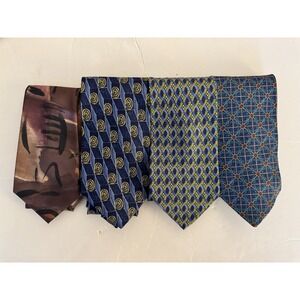 Aquascutum Dormeuil Boogheri Valentino Men's Multicolor Lot of 4 Silk Ties